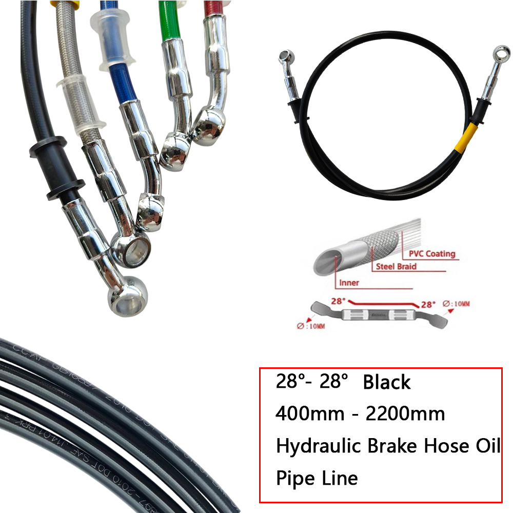 Motorcycle Brake Cable - 28°-28° Black Braided Hydraulic Brake Clutch